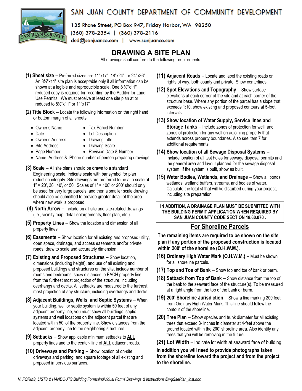 Site plan instructions example