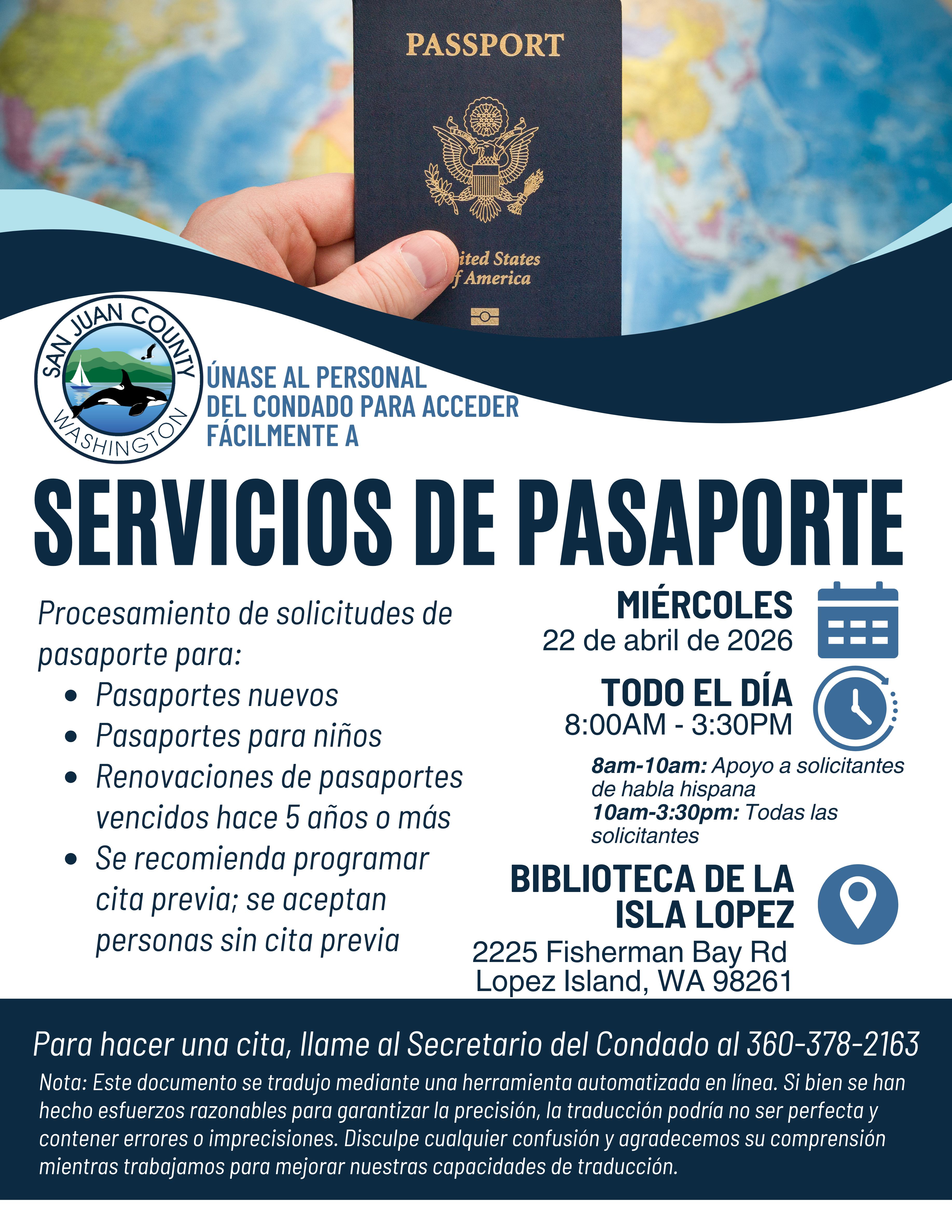 Lopez Is. Passport flyer_Spanish